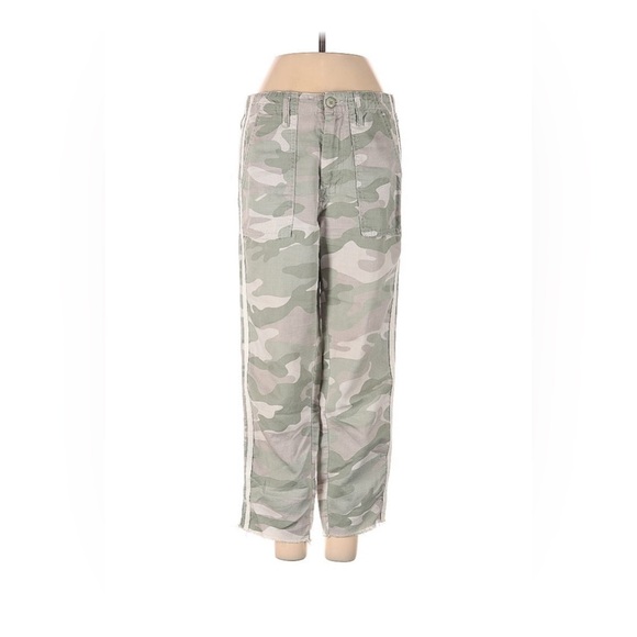 Mother The Shaker Crop Fray Pants Racer Stripe Camo Army Green Desert Print 25 - Picture 11 of 14